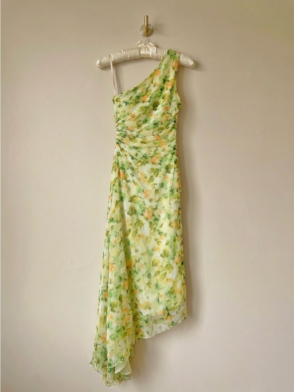 MNG Mango Floral One-Shoulder Asymmetric Dress